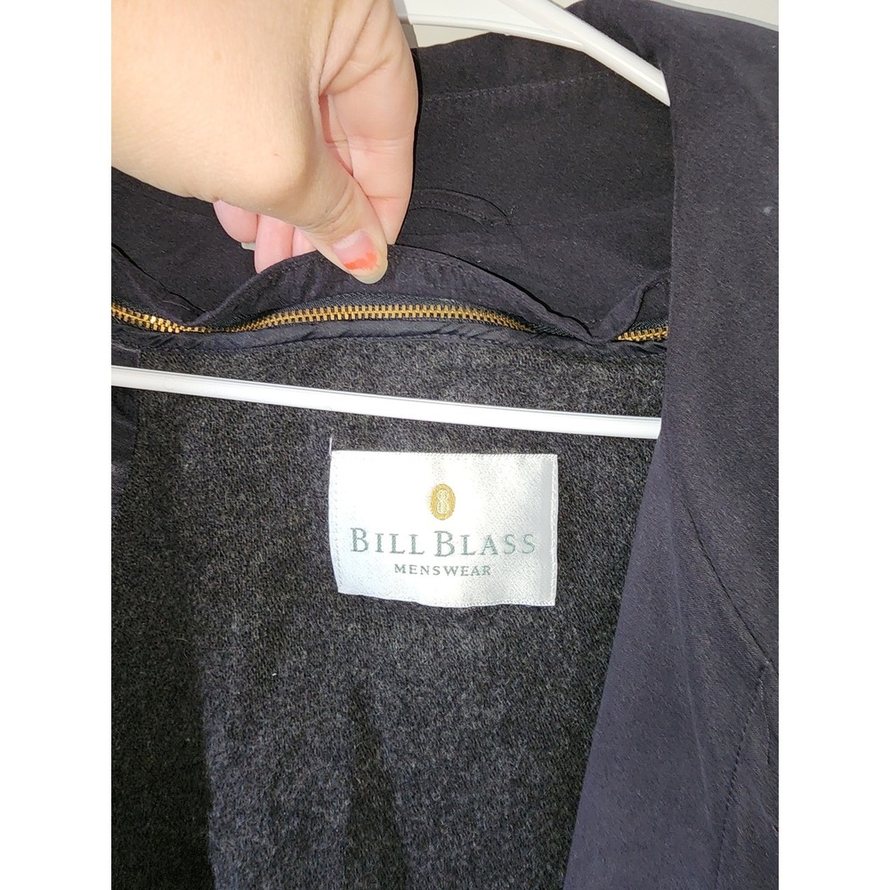 Bill Blass Coat Size XL Wool Lining Menswear Black Trench Coat Zip Out - Picture 3 of 6